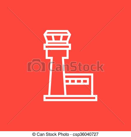 Vector Illustration of Flight control tower line icon..