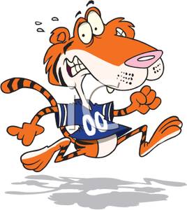 A Running Tiger Clip Art Image.