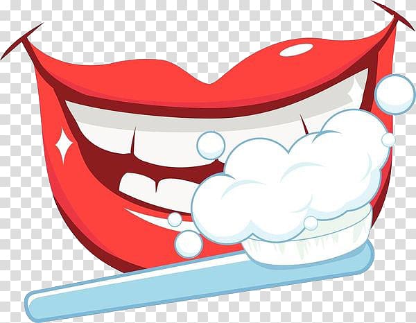 Brushing teeth illustration, Tooth brushing Oral hygiene.