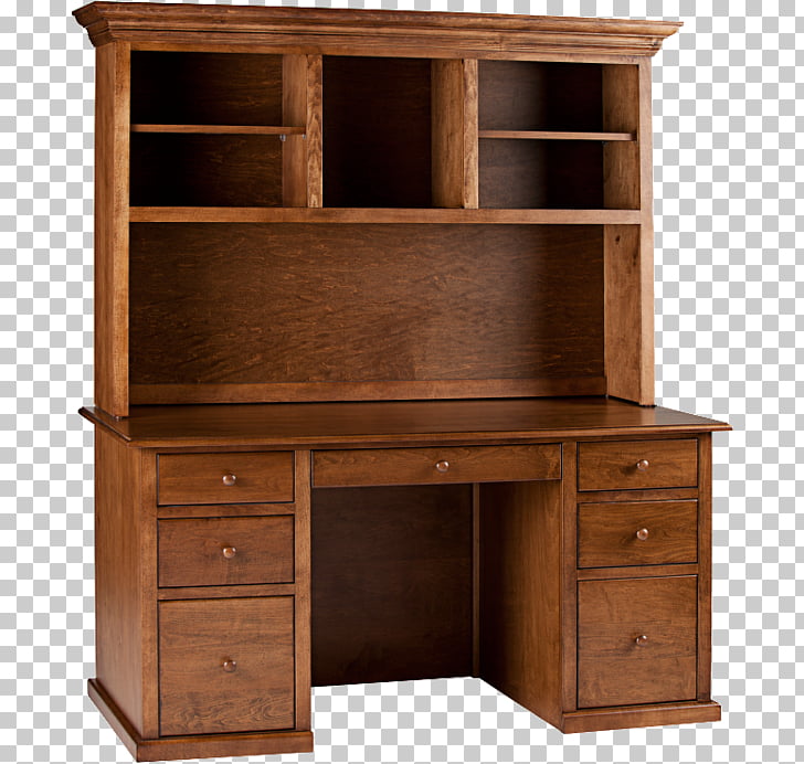 Pedestal desk Hutch Furniture, Writing Desk top view PNG.