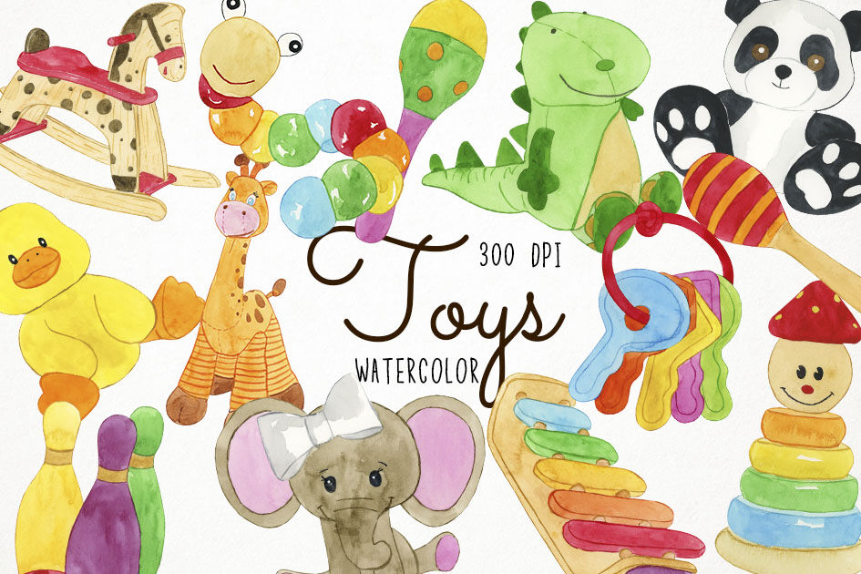 Watercolor Toys Clipart, Toys Clip Art By Paulaparaula.