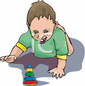 A Bare Bottomed Toddler with a Pacifier Playing on the Floor.