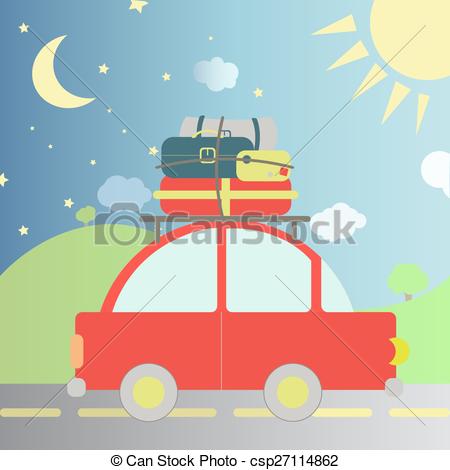 Clip Art Vector of Travel during the day and night.