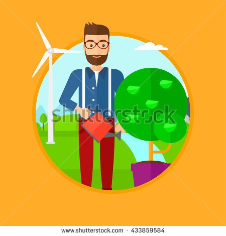 Tree growing in the wind clipart.