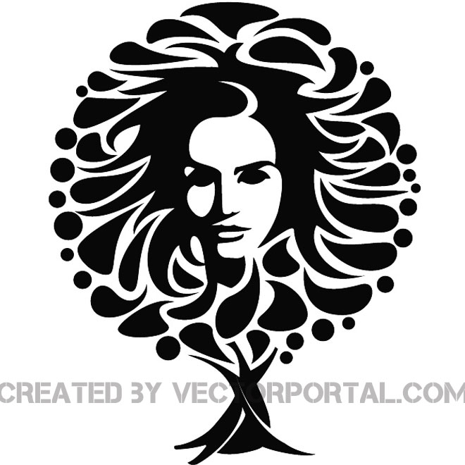 GIRL FACE AND THE TREE VECTOR IMAGE.