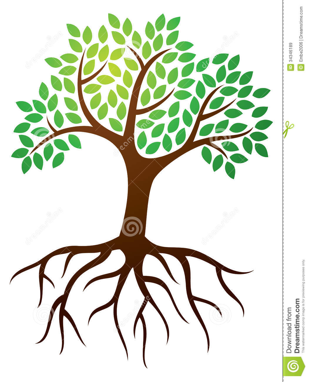 Tree clipart with roots.