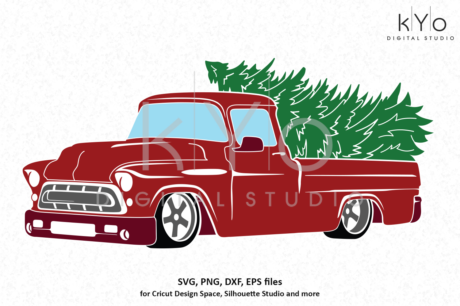 Chevy Christmas truck SVG PNG DXF EPS files.