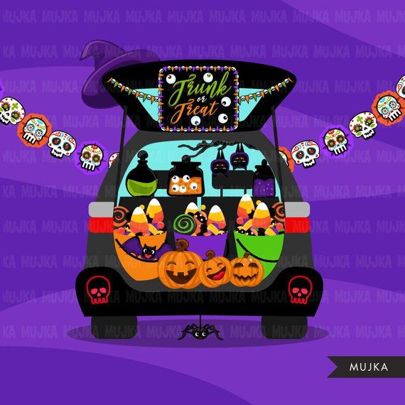 Halloween Trunk or treat clipart. Trick or Treat graphics.