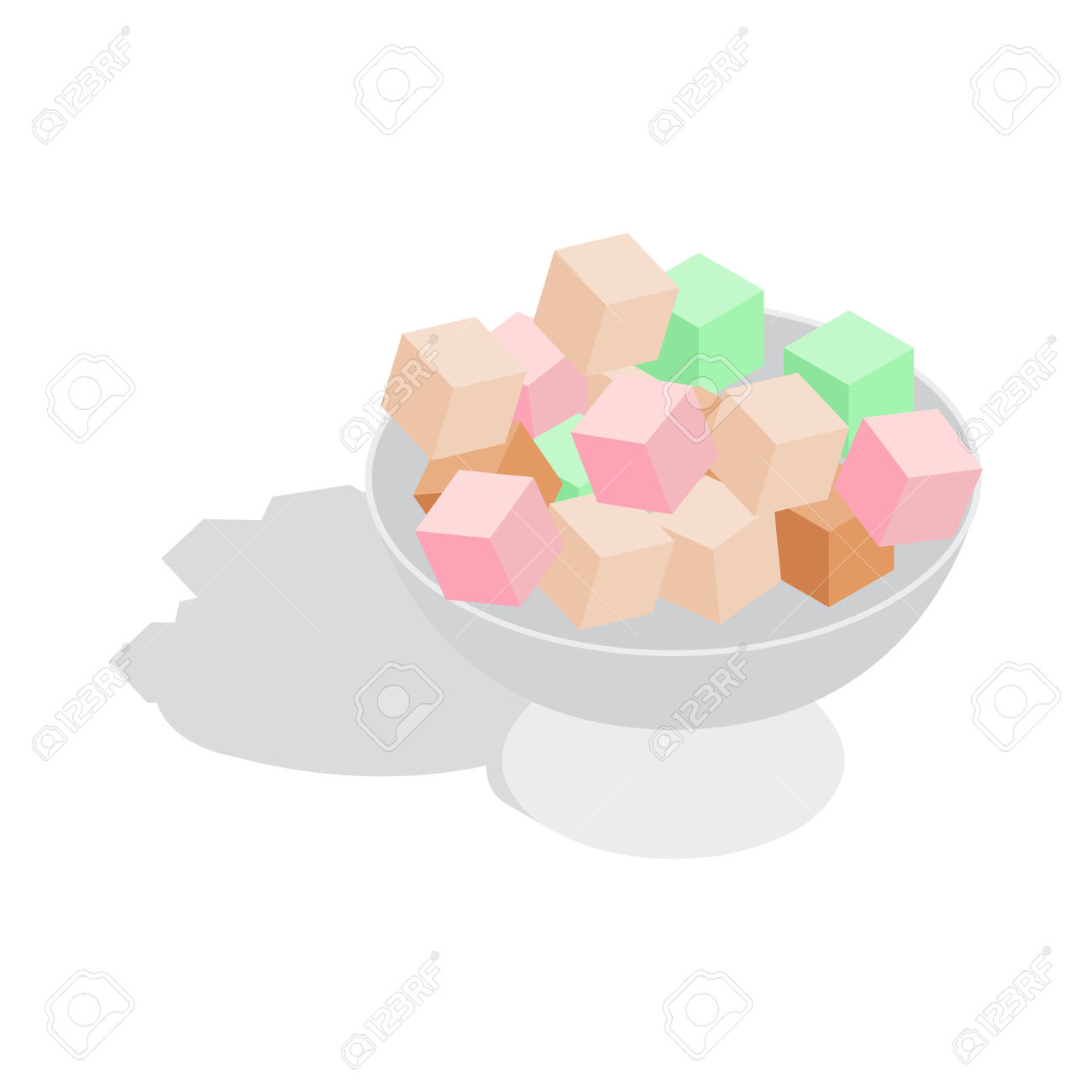 Turkish Delight Icon In Isometric 3d Style On A White Background.