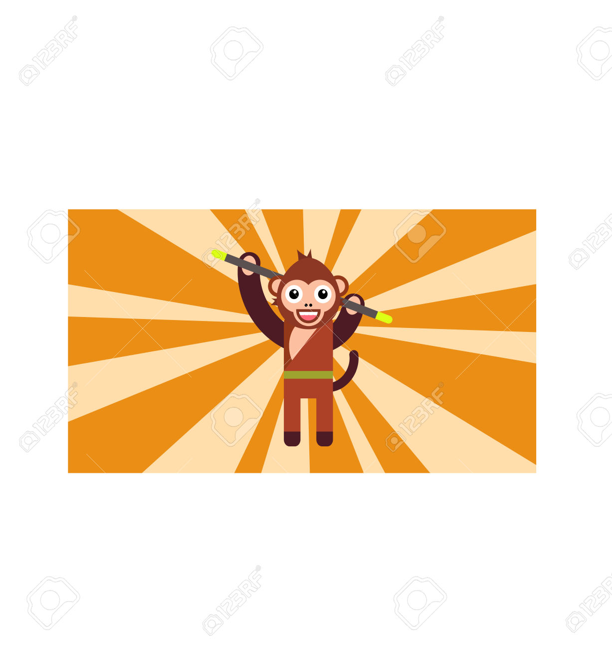 The Year Of Monkey, Monkey Turn, Monkey Holding Magic Stick.