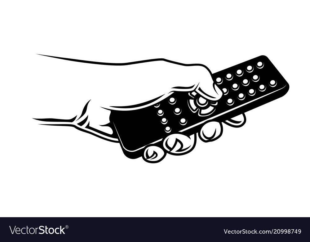 Hand holding tv remote control.