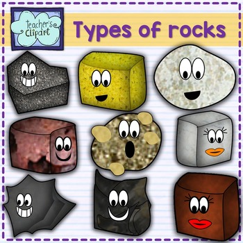 SCIENCE Clipart: Cute 3 types of rocks characters.