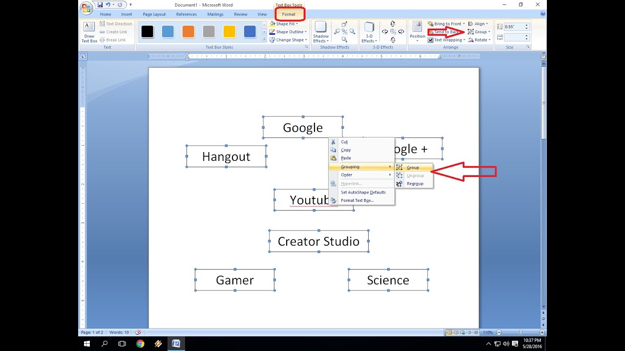 How to Group & Ungroup Pictures Chart in MS Word (Word 2003.