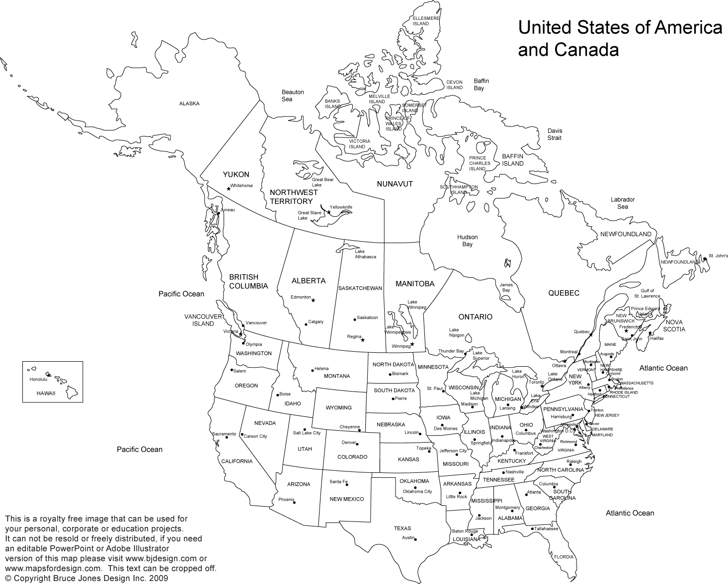 US and Canada Printable, Blank Maps, Royalty Free • Clip art.