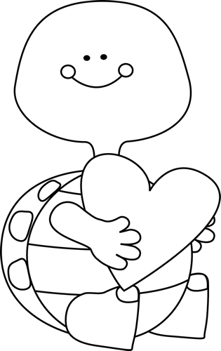 Black and White Valentine\'s Day Turtle.