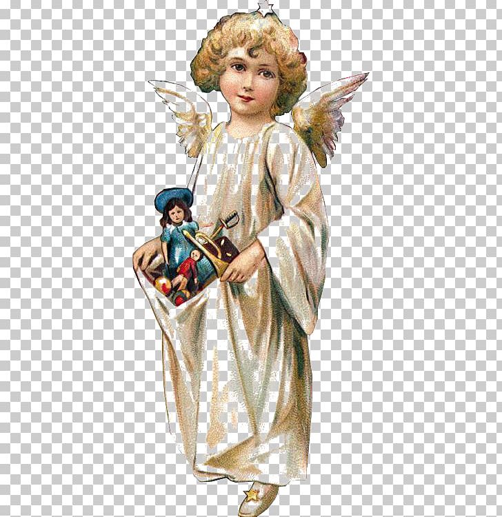 Victorian Era Cherub Santa Claus Angel Christmas PNG.