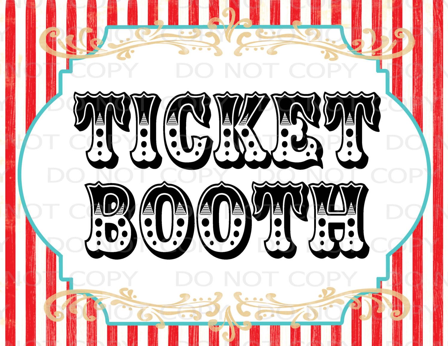 Printable DIY Vintage Circus Ticket Booth Table sign.