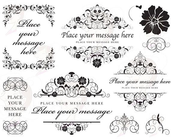 Flourish Digital Frame Swirls Floral Volute COMMERCIAL USE.