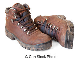 Stock Photos of Muddy Hiking Boots.