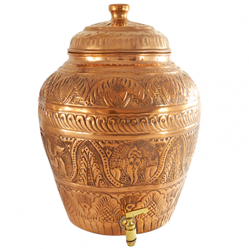 Indiancartvilla Pure Copper Nakkashi Water Pot.