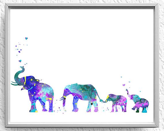 Elephant Family Mom Dad twin babies nursery by.