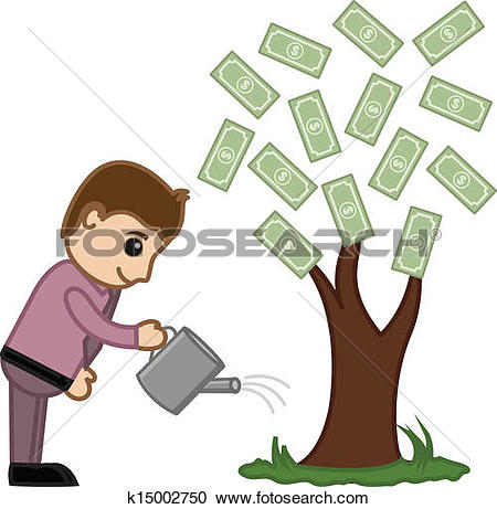 Clip Art of Businessman watering a money tree k14452097.