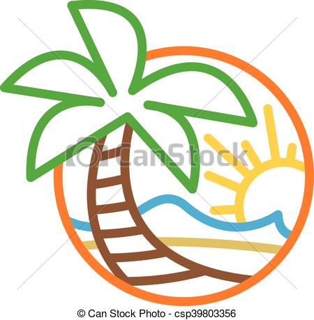 Summer Beach Waves Ocean Palm Tree.