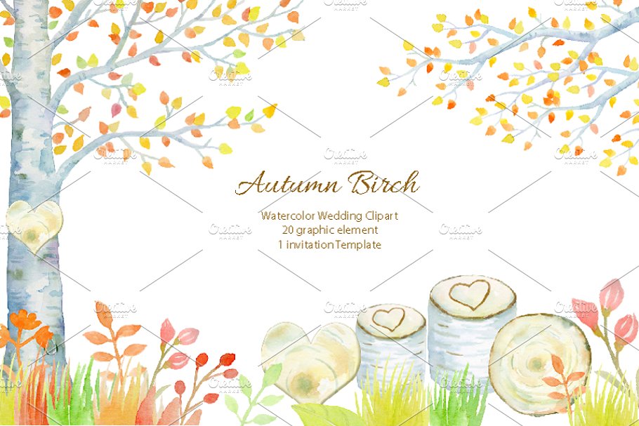 Wedding Autumn Birch Tree ~ Illustrations ~ Creative Market.