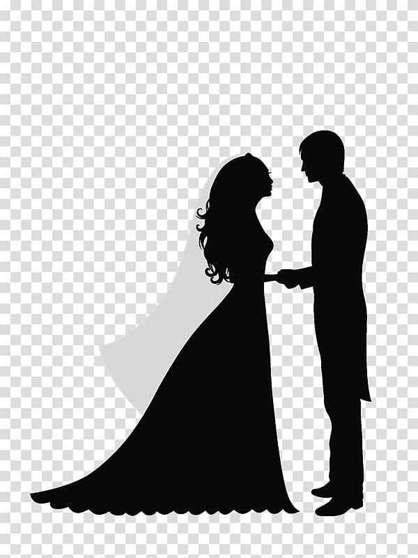 Bride and groom holding hands illustration, Wedding.