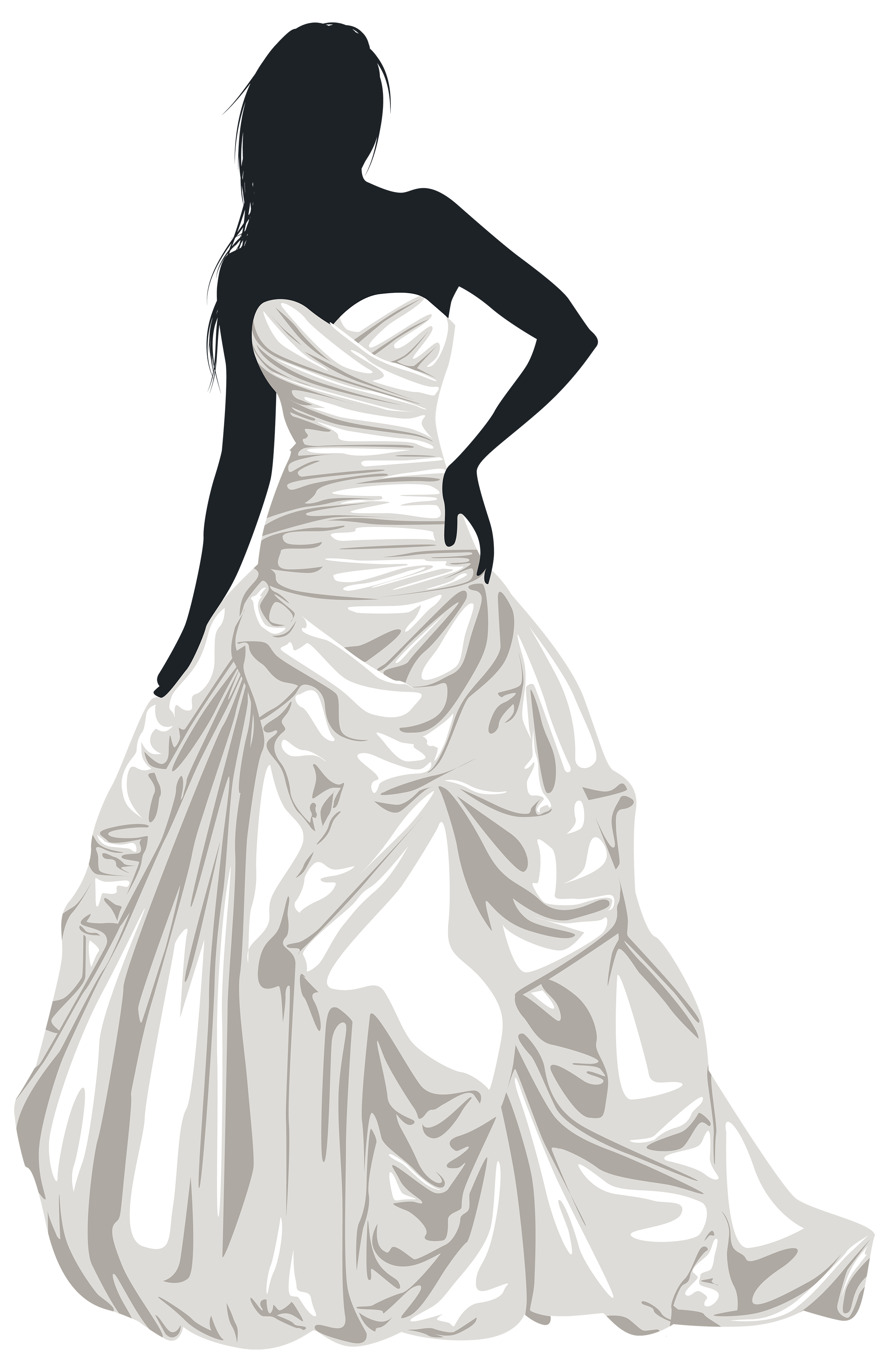 Bride Silhouette Wedding dress Clip art.