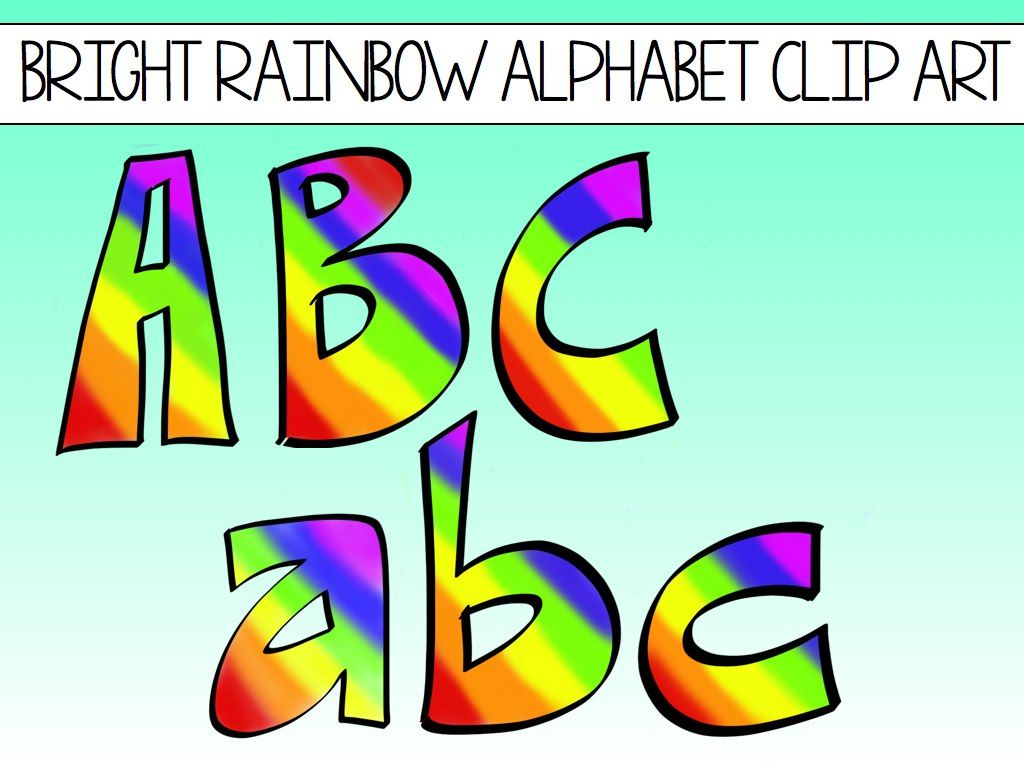 Alphabet Block Letters Clip Art Rainbows.