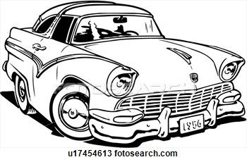 Illustration, lineart, 1956, ford, crown, victoria, classic.