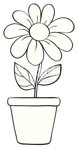 Black And White Flower Pot Clipart.