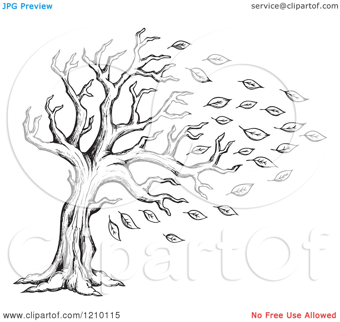 Autumn leaves clip art black and white.