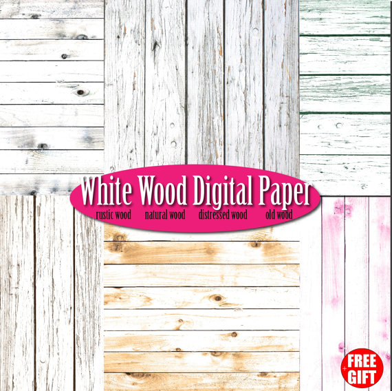 White wood digital paper rustic wood wall art scrapbook Wood.