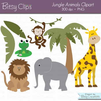 Jungle Animals Digital Art Set Jungle Clipart Animal Clipart Wild Animal  Clipart.