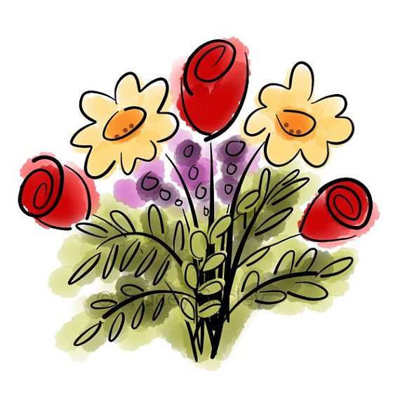 Wildflower Bouquet Clipart.