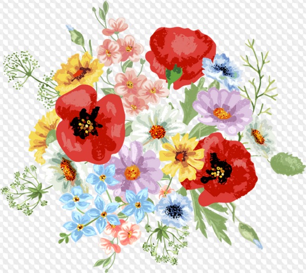 Wild flowers Clipart psd with transparent background download.