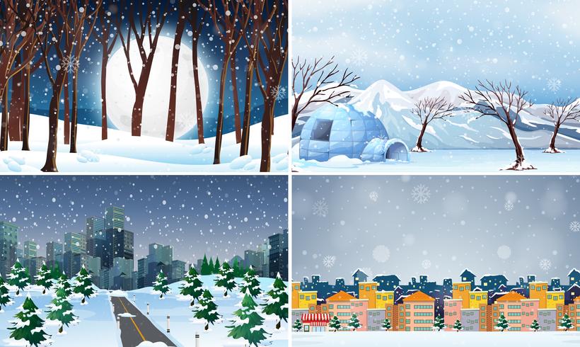 Set of cold winter background.