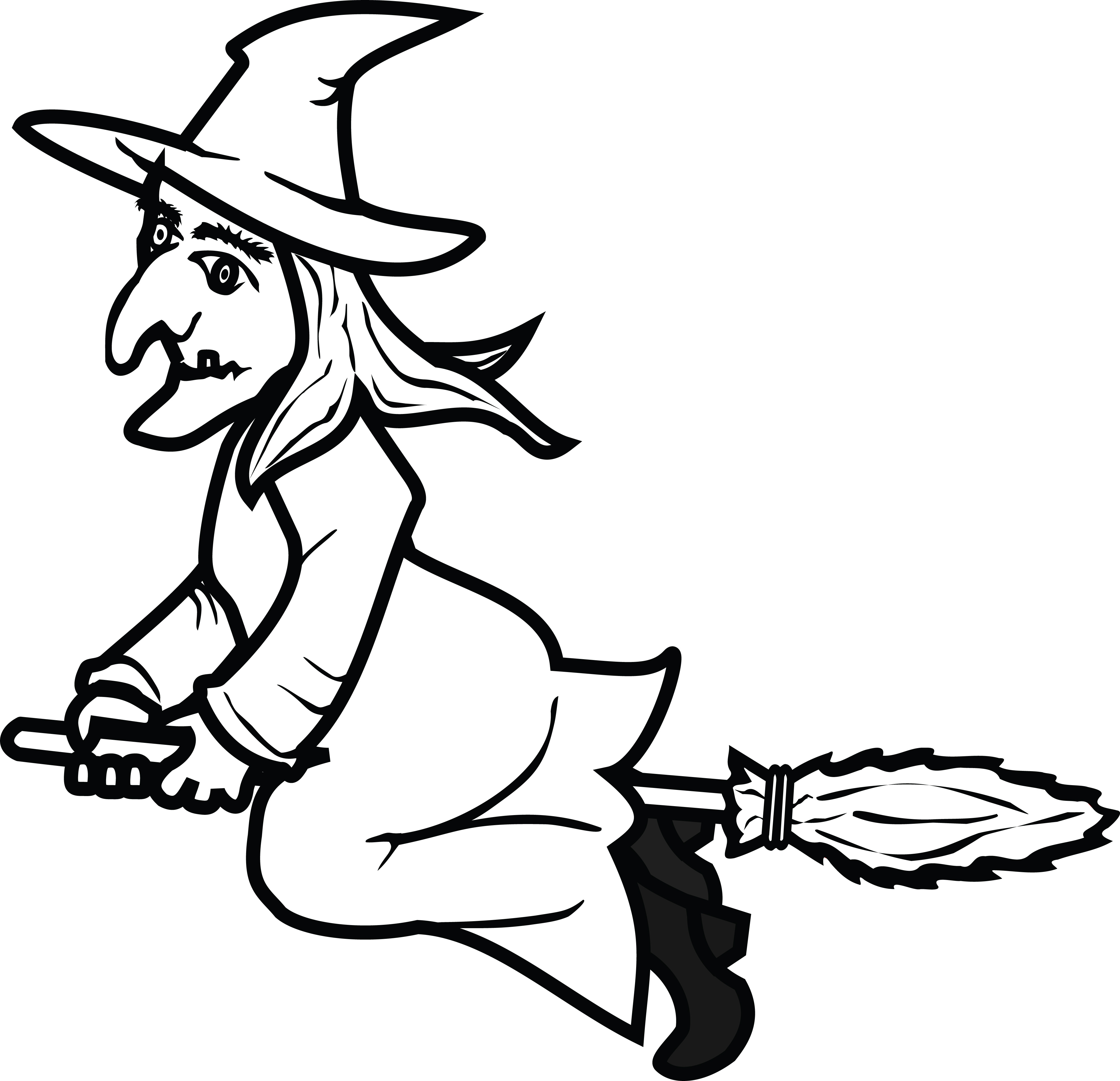 Free Clipart Of A flying witch.