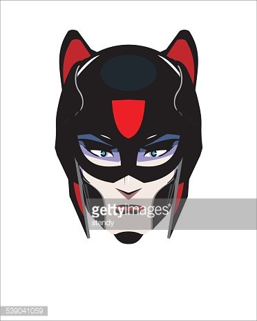 black cat woman. Female superhero Clipart Image.