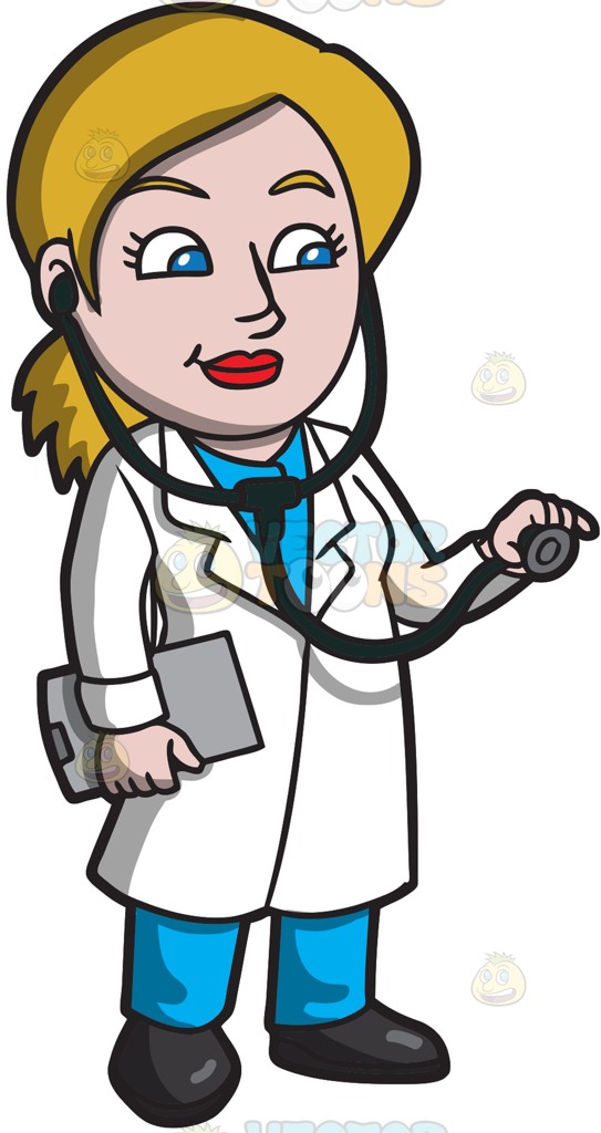 A Female Doctor Using A Stethoscope.