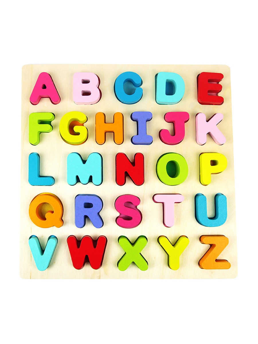 1 Pc Baby\'s Wooden Puzzle Toy Color Block Letters Numbers Learning Toy.