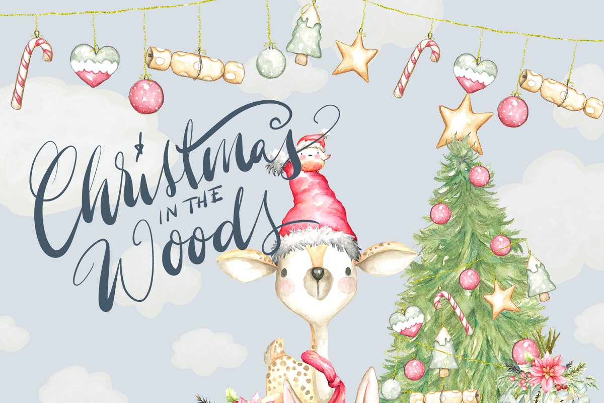 Christmas Woodland Animals Clipart.