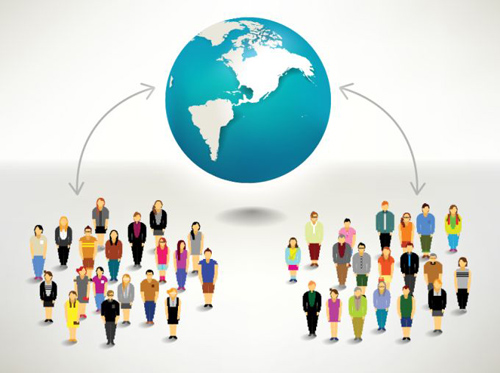 Group of Connected People Vector Graphics.