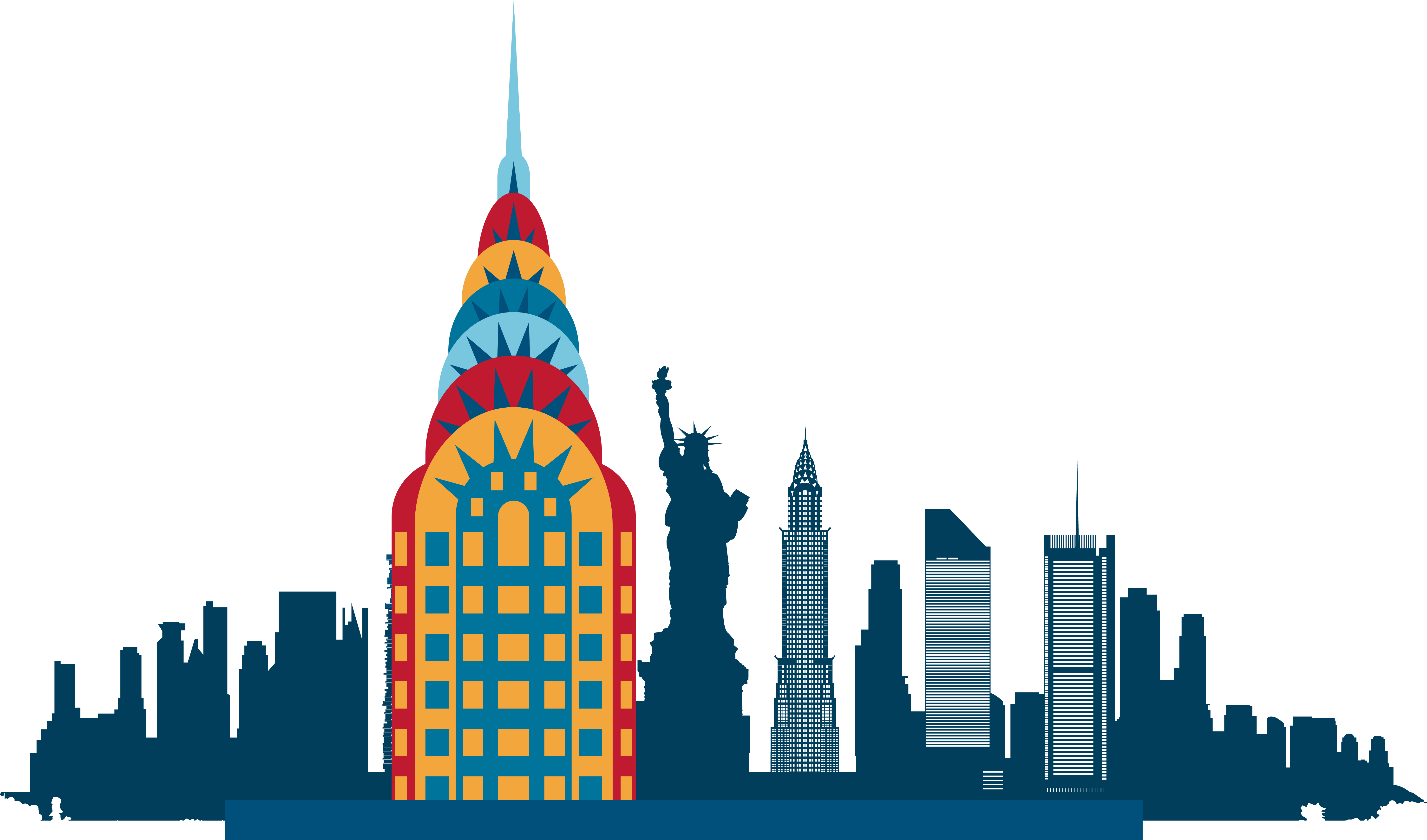 New York City Skyline Silhouette Illustration.