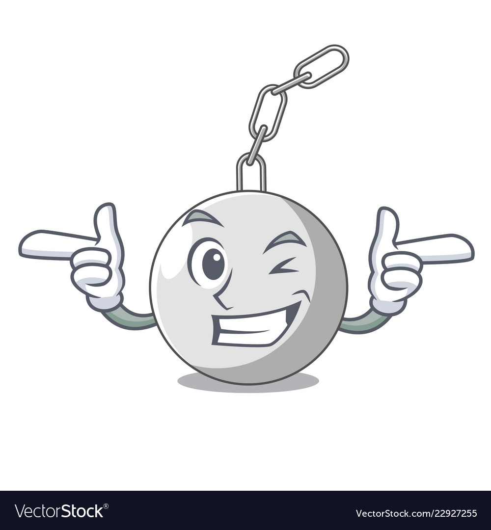 Wink wrecking ball hanging from chain cartoon.