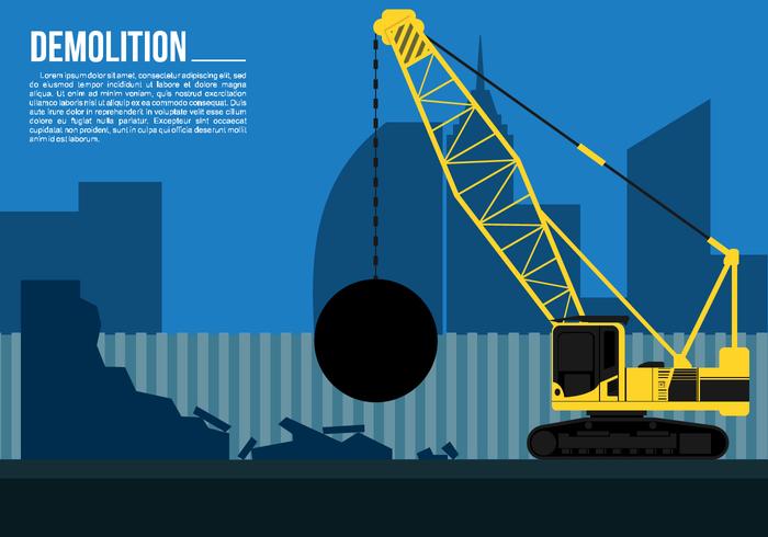 Wrecking Ball Demolition Crane Free Vector.