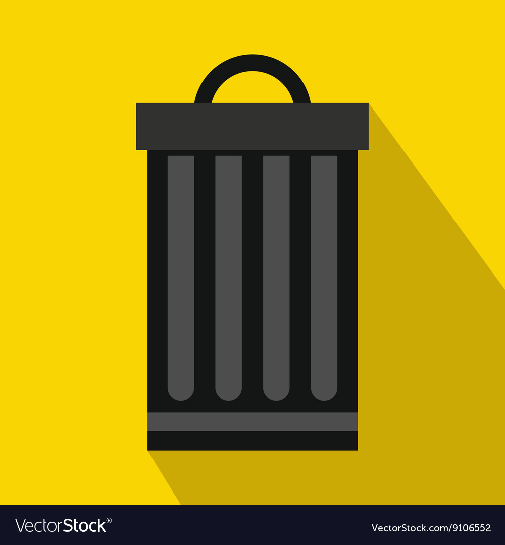 Iron trash can icon flat style.