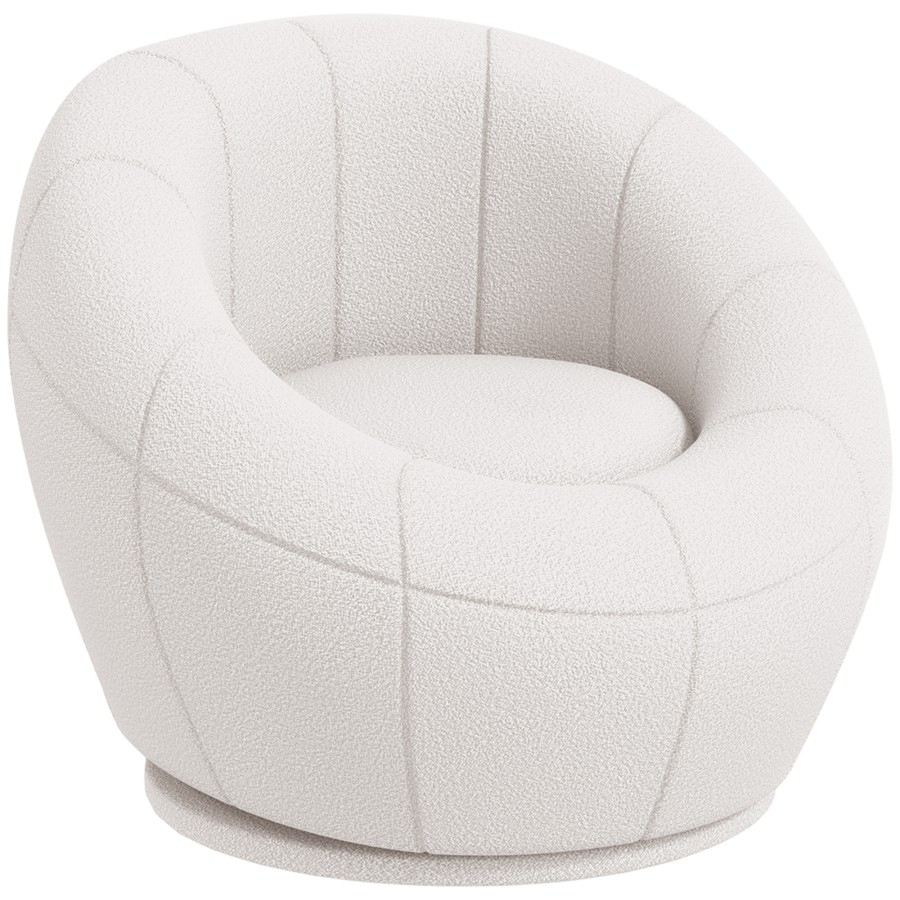 HOMCOM Modern Round Boucle Armchair Accent Chair for Living Room Bedroom White